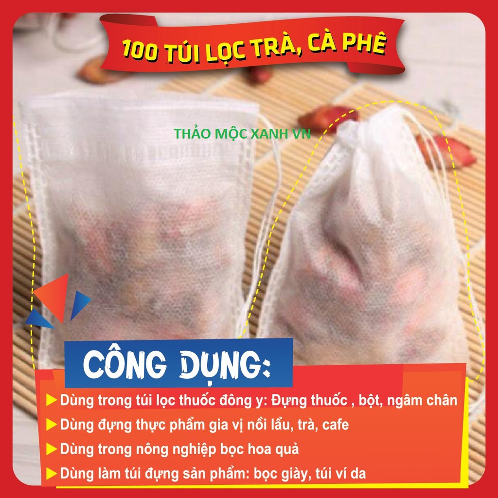 10 Túi Lọc Trà, Thảo Dược, Cà Phê Bằng Vải Không Dệt Có Dây Buộc  Chất Liệu Siêu Cao Cấp 10 chiếc