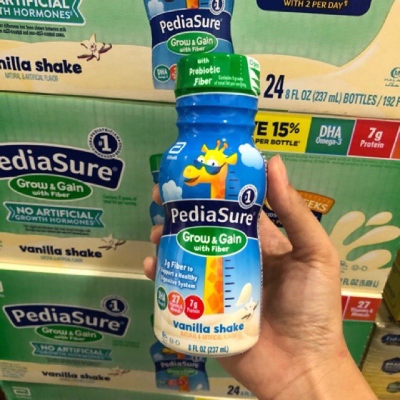 Thùng 24 chai sữa nước Pediasure fiber vị vani xơ 237ml của Mỹ