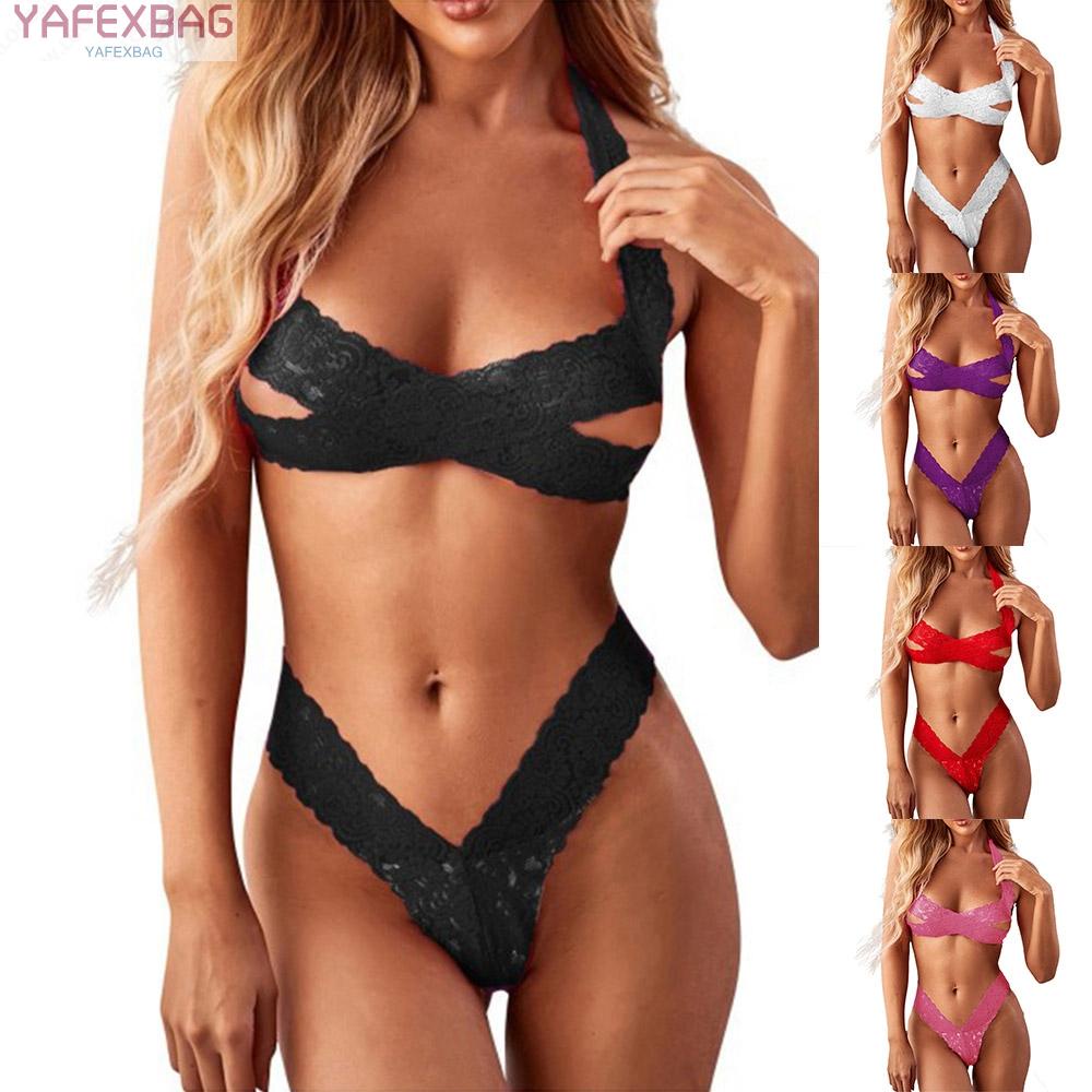 Womens Sexy Lingerie Lace Bra Ladies Thong Underwear Set Nightwear Sleepwear