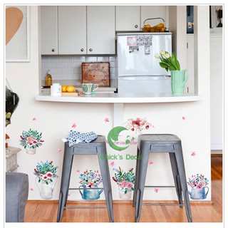 Decal dán tường hình bình hoa trang trí