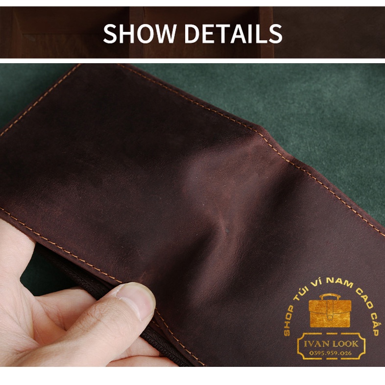 Ví Nam Da Bò Cao Cấp May Thủ Công - Bóp Da Thật 100% - Sang Trọng Đẳng Cấp Bền Bỉ Với Thời Gian - Cowhide Men Wallet