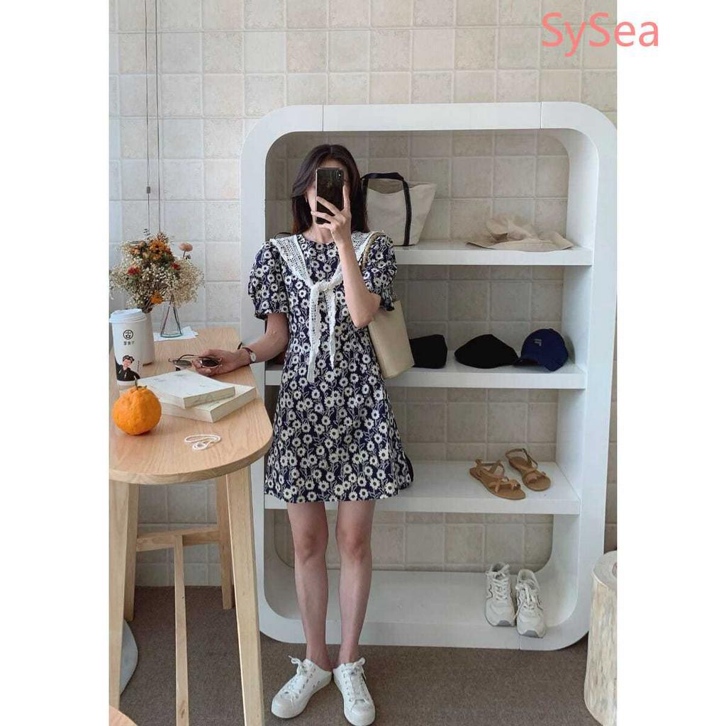 Đầm Nữ In Hoa Kèm Khăn Choàng Phong Cách Retro