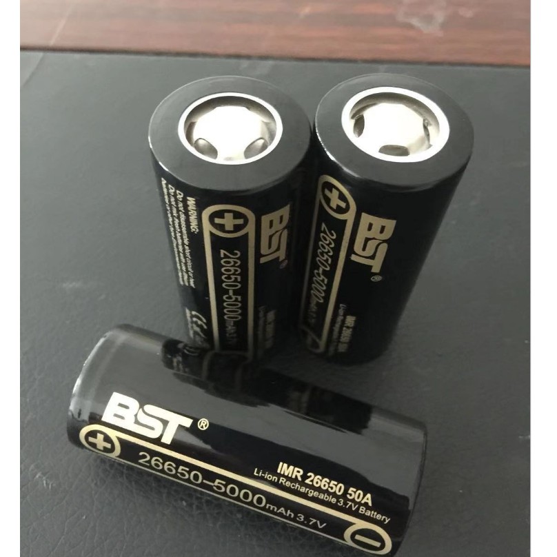 Pin li-ion 3.7v 26650 BST 5000mah xả cao 50A 2 đầu phẳng