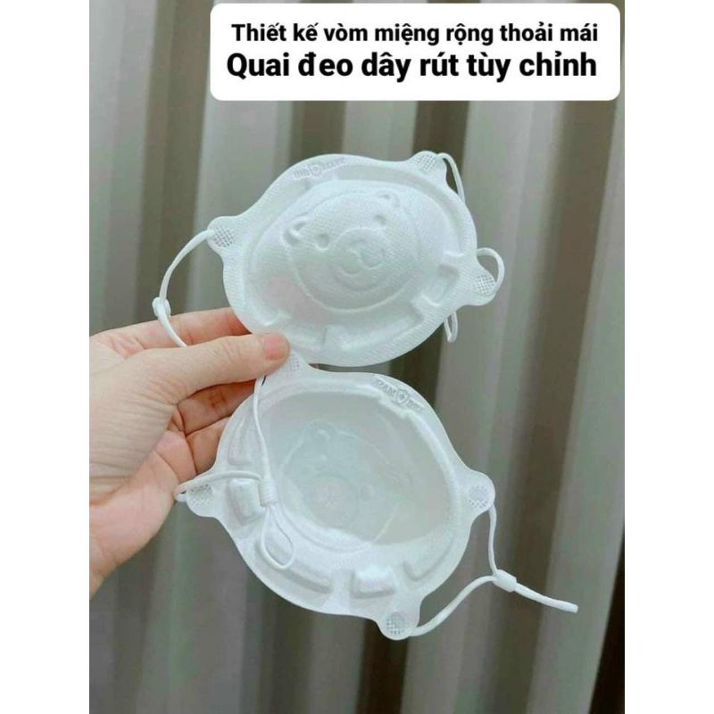 Set 10 cái khẩu trang hình gấu cho bé, khẩu trang em bé 3D cho trẻ 0-3 tuổi - rubykid79