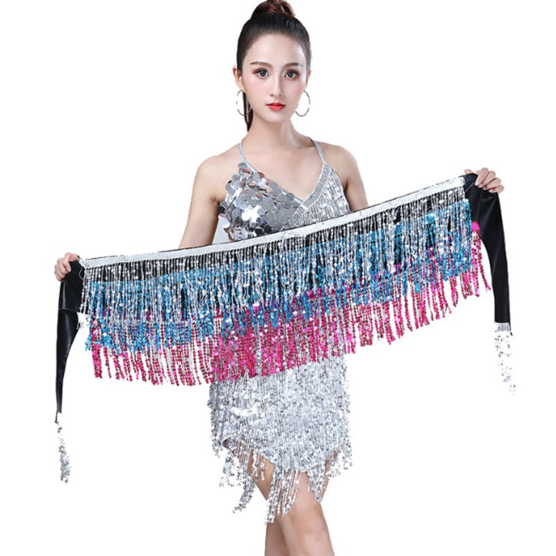 Chân váy ngắn tua rua lấp lánh chuyên dùng cho vũ công múa bụng