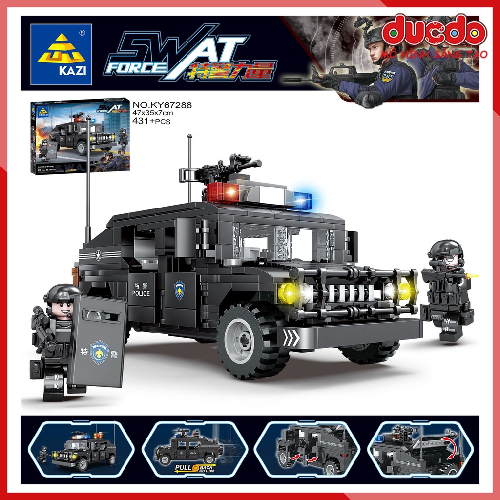 KAZI KY 67288 Lắp ghép xe đặc nhiệm cảnh sát SWAT - Đồ chơi Xếp hình lính Mô hình Mini Minifigures Army