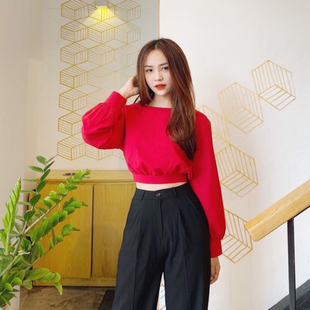ÁO CROPTOP TAY PHỒNG THẮT NƠ LƯNG☀️ | BigBuy360 - bigbuy360.vn
