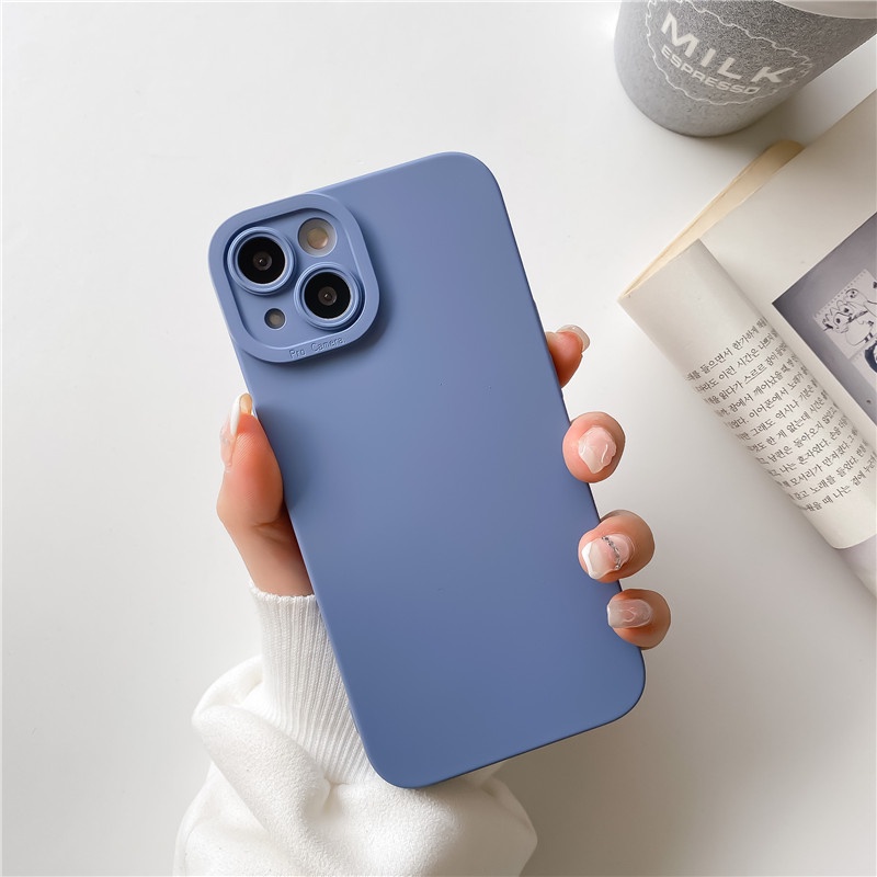 Ốp điện thoại silicon dẻo màu trơn bảo vệ camera cho iPhone 13 12 11 Pro Max X XS XR 8 7 Plus 13Pro 12Pro 11Pro