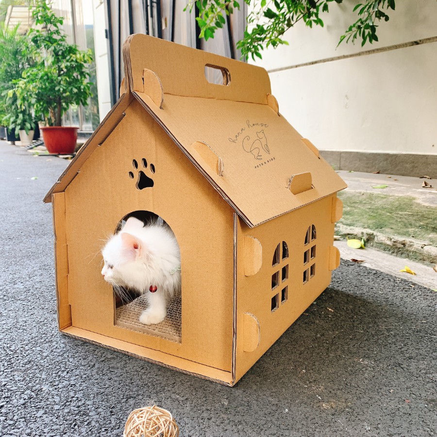 😽😽Nhà giấy carton cho mèo 🐈🐈 Nhà lắp ráp bằng giấy cho thú cưng 🐱