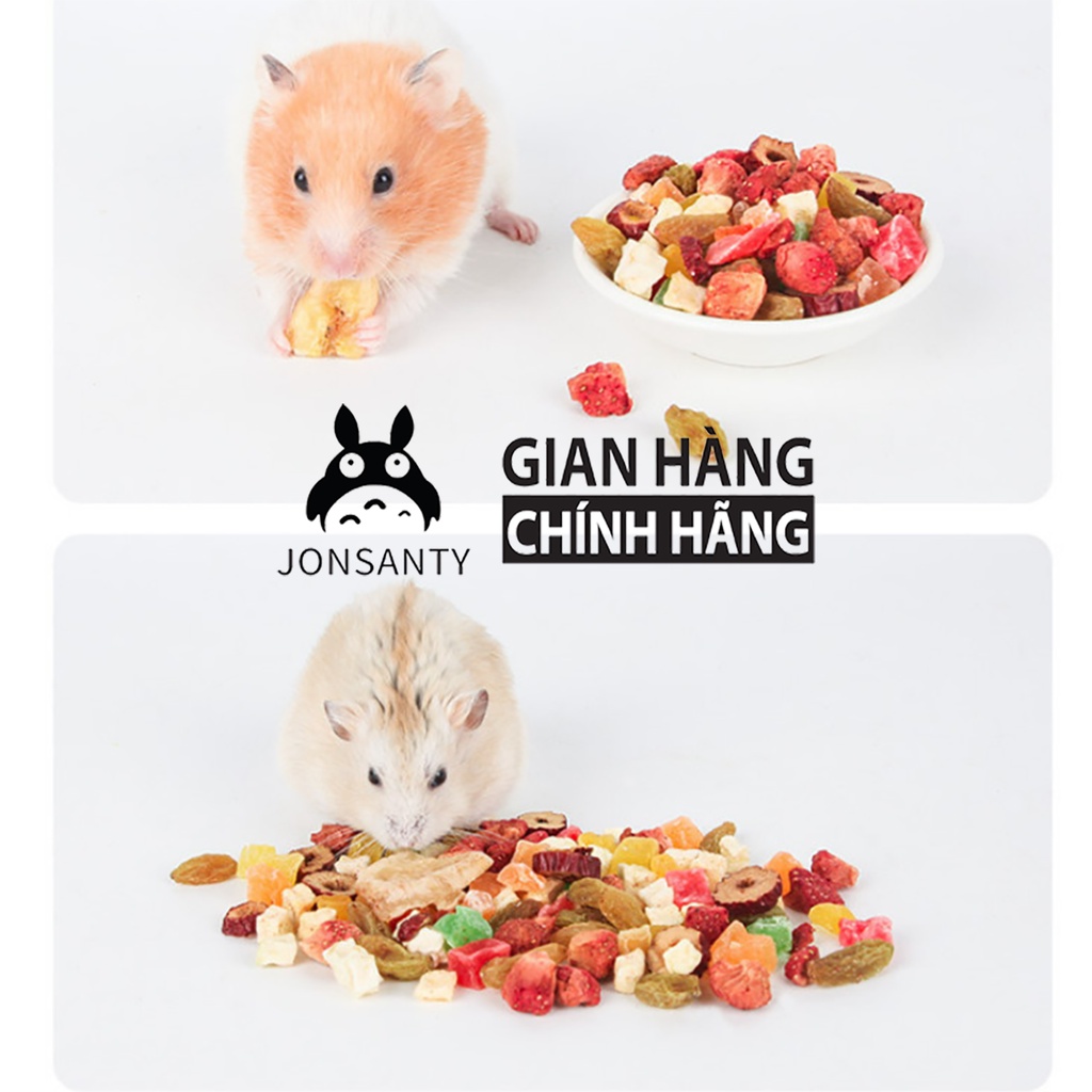 Trái cây sấy lạnh cho sóc bay, hamster, bọ ú, chinchila, nhím thú cưng nhỏ hàng hãng JONSANTY hộp 500ML