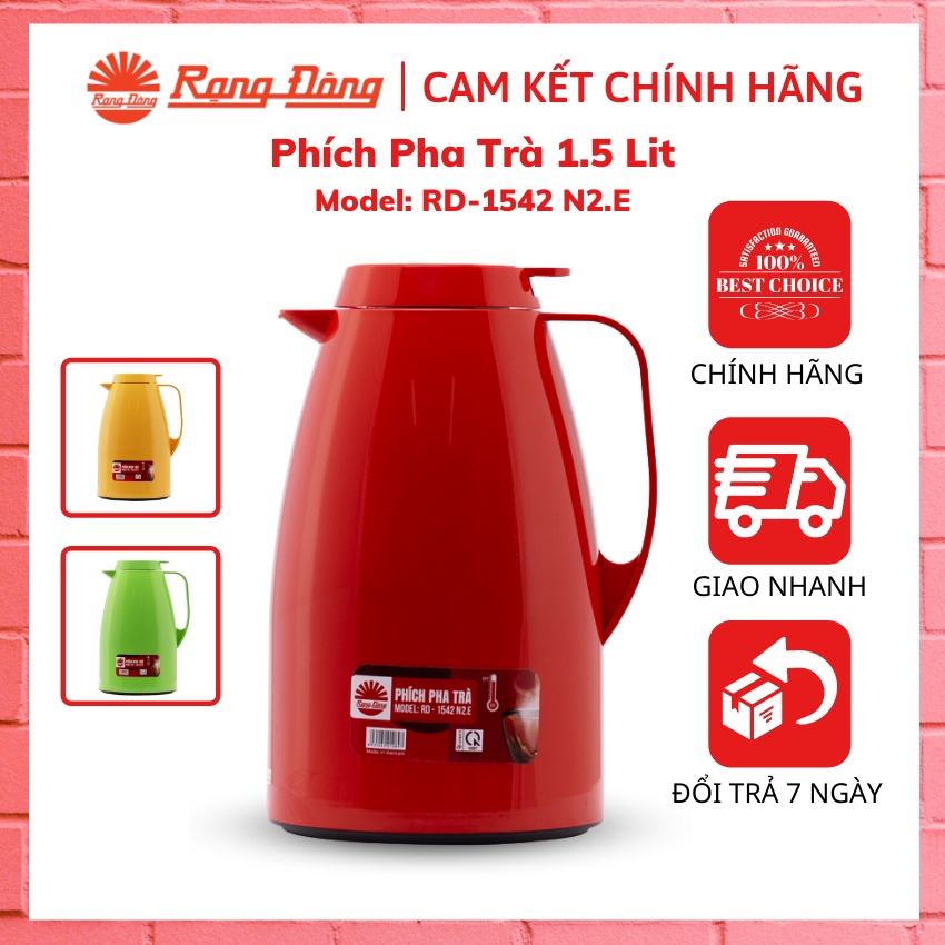 Phích Pha Trà Giữ Nhiệt– Bình ủ Trà Rạng Đông – RD-1542 N2.E - Dung tích 1.5Lit – Bình Thủy Rạng Đông