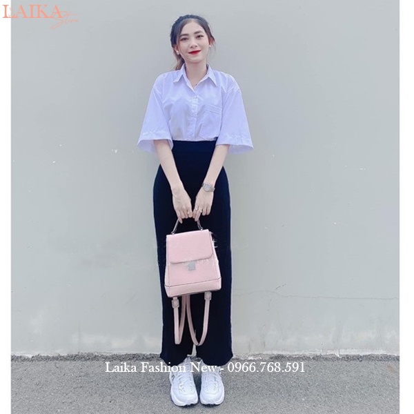 Quần tây nữ ống rộng đi học khóa sườn lưng cao dáng quần vải nữ ống rộng dày co giãn nhẹ học sinh đi học duyên dáng đẹp