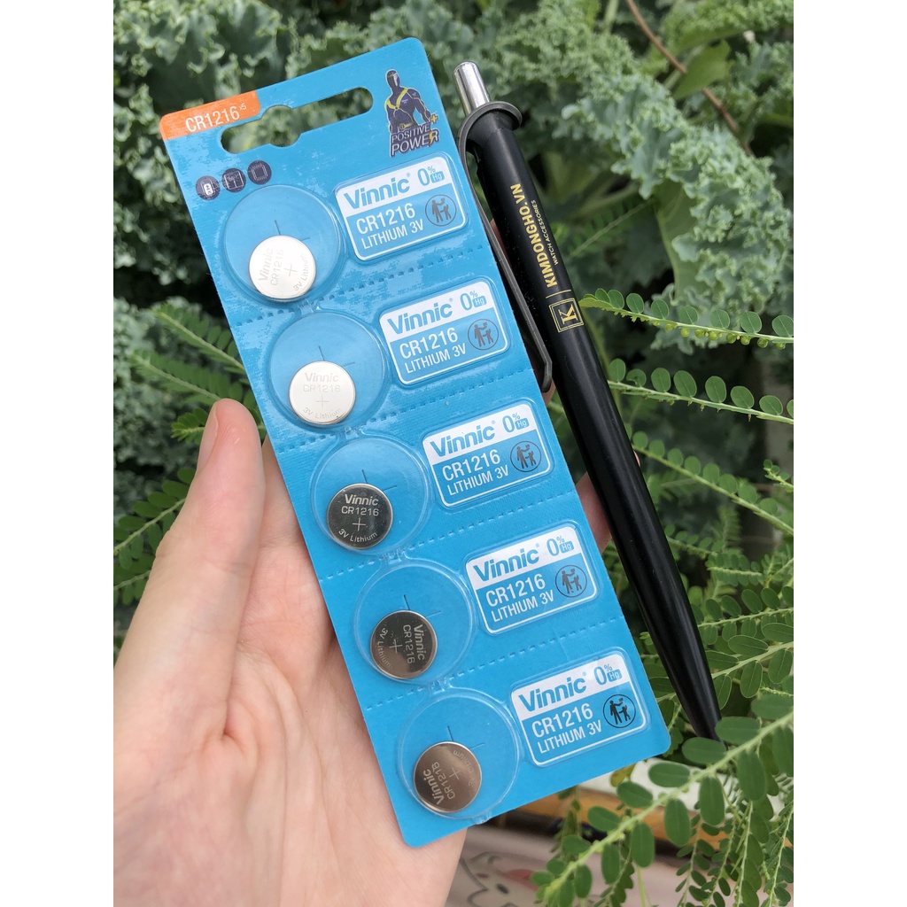 Vỉ 5 Viên Pin Đồng Hồ CR1216 1216 VINNIC Lithium 3V