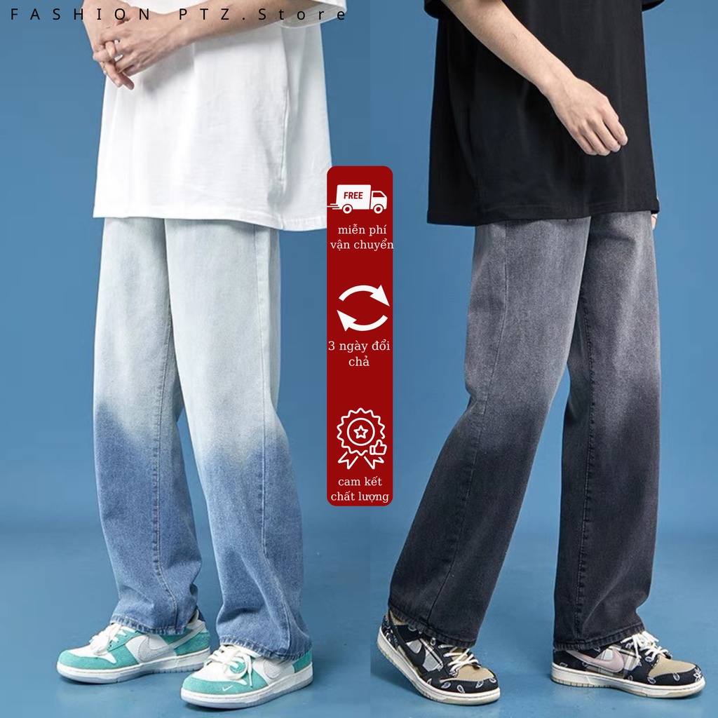 Quần jean baggy nam ống suông màu loang trơn chất jean dày dặn co dãn mềm mại hot trend quần baggy nam mã 801