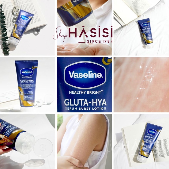 Serum Dưỡng Thể Xanh MB - VASELINE - Gluta-Hya Serum Burst Lotion Overnight Radiance 10X 300ml
