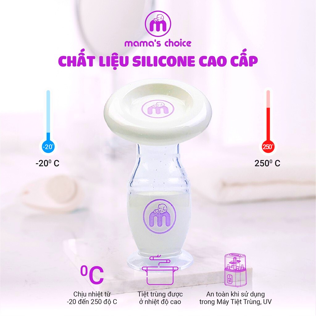 Cốc hứng sữa Mama's Choice [ SILICON CAO CẤP ] Siêu tiện lợi cho mẹ hút sữa, hứng sữa - sử dụng thay Máy hút sữa