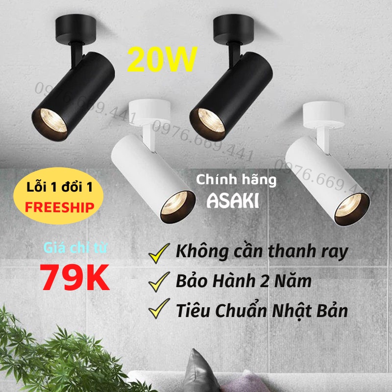 Đèn Rọi Kèm Đế Ngồi Lắp Sẵn Gắn Tường Trang Trí Shop Siêu Sáng Đèn Rọi Ray ASAKI