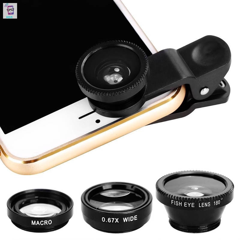 Thấu kính camera góc rộng macro 3 trong 1 xách tay thông dụng gắn điện thoại di động chụp hình selfie