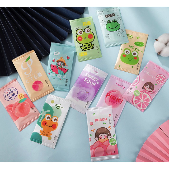 Set 10 Khăn Giấy Ướt VẢI KHÔNG DỆT Hoạ Tiết Dễ Thương B094