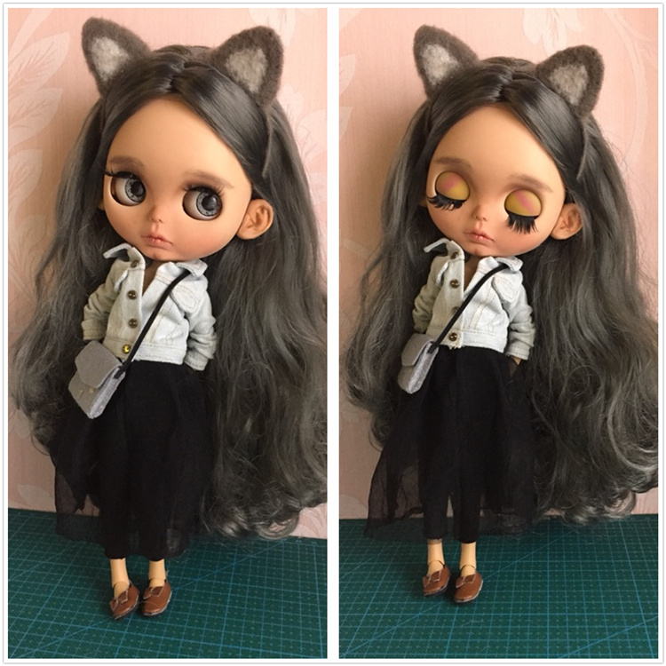 ICY DBS small doll joint body change makeup change baby finished matte face shell granny gray long hair girl gift