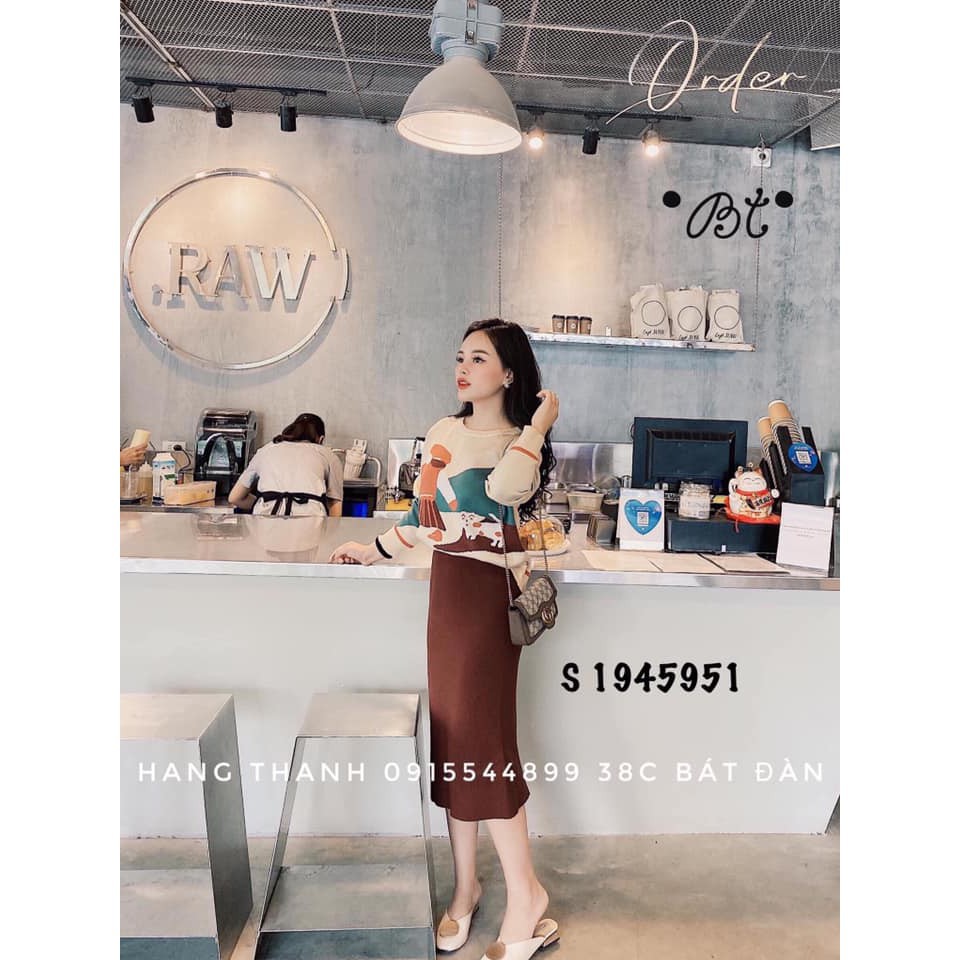 Sét Áo Váy💖FREESHIP💖Sét áo len cô gái+ chân váy trơn(kèm video,ảnh thật)