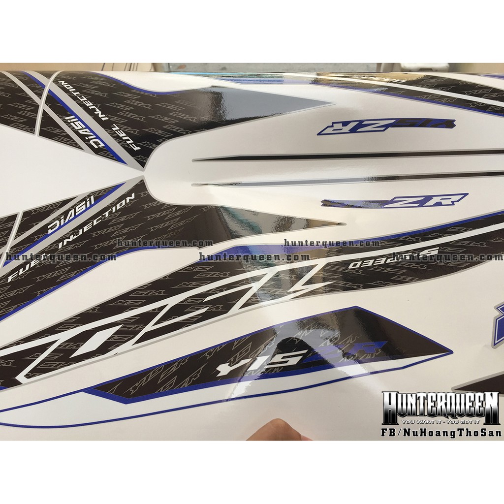 Tem Exciter 150. Tem rời, Y15ZR dán xe bạc mặt nạ xanh. Xe màu khác vui lòng báo để shop phối màu lại cho hợp xe