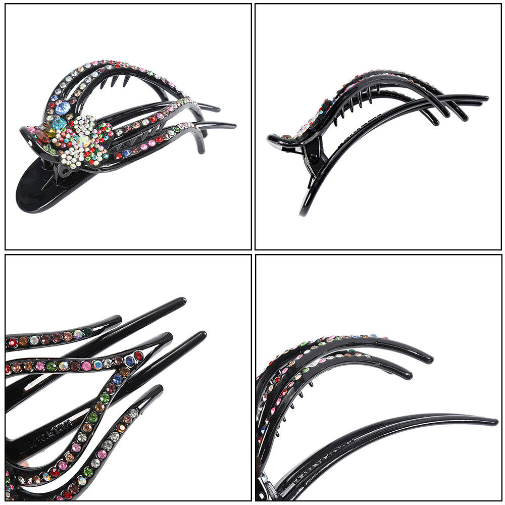 Kẹp tóc bằng nhựa đính đá giả thiết kế hình hoa thời trang cho nữ