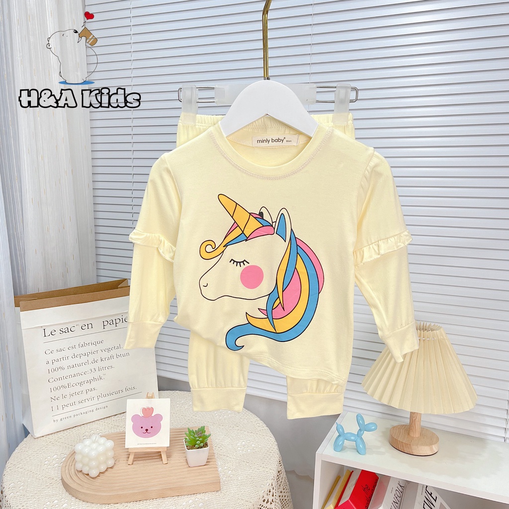 [Bé 19-32kg] Bộ dài tay thun lạnh in hình cô gái Minky Mom mềm mịn mát cho bé gái từ 19-32kg - HÀNG LOẠI 1