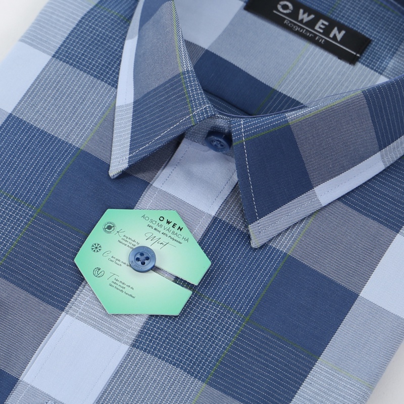 Áo sơ mi dài tay Nam Owen Bạc hà Regular Fit Xanh ghi nhạt - AR22637DT