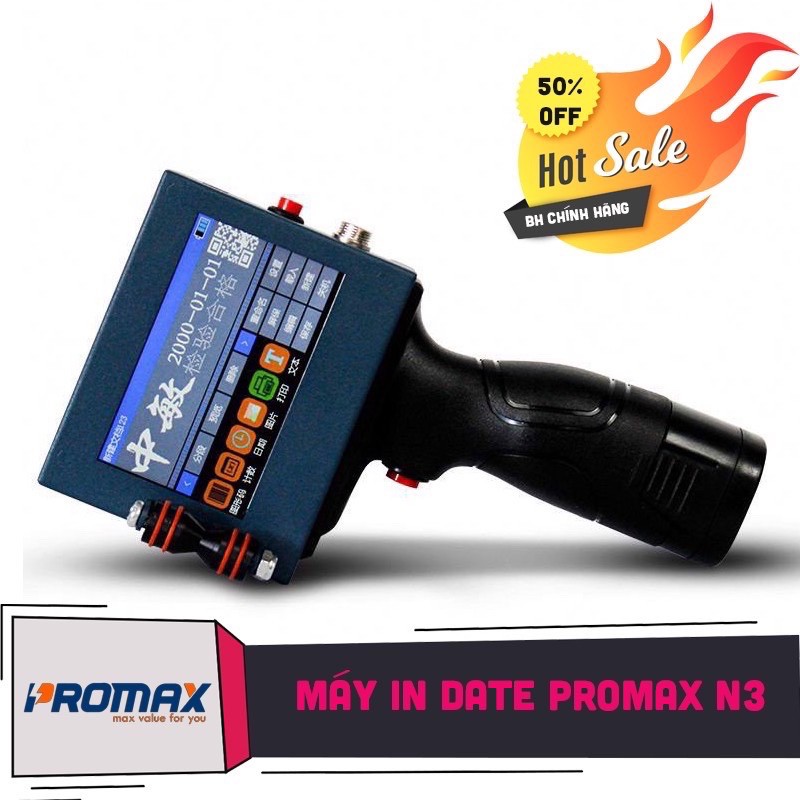 Máy in cầm tay đóng date Promax Printer N3 (Bao gồm mực in HP, Hộp giấy, BH máy 1 tháng không BH mực)