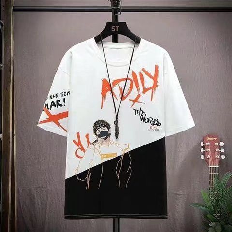 Áo Thun Tay Ngắn Cổ Thuyền Dáng Rộng In Họa Tiết Thời Trang Mùa Hè Cho Nam size M-5XL