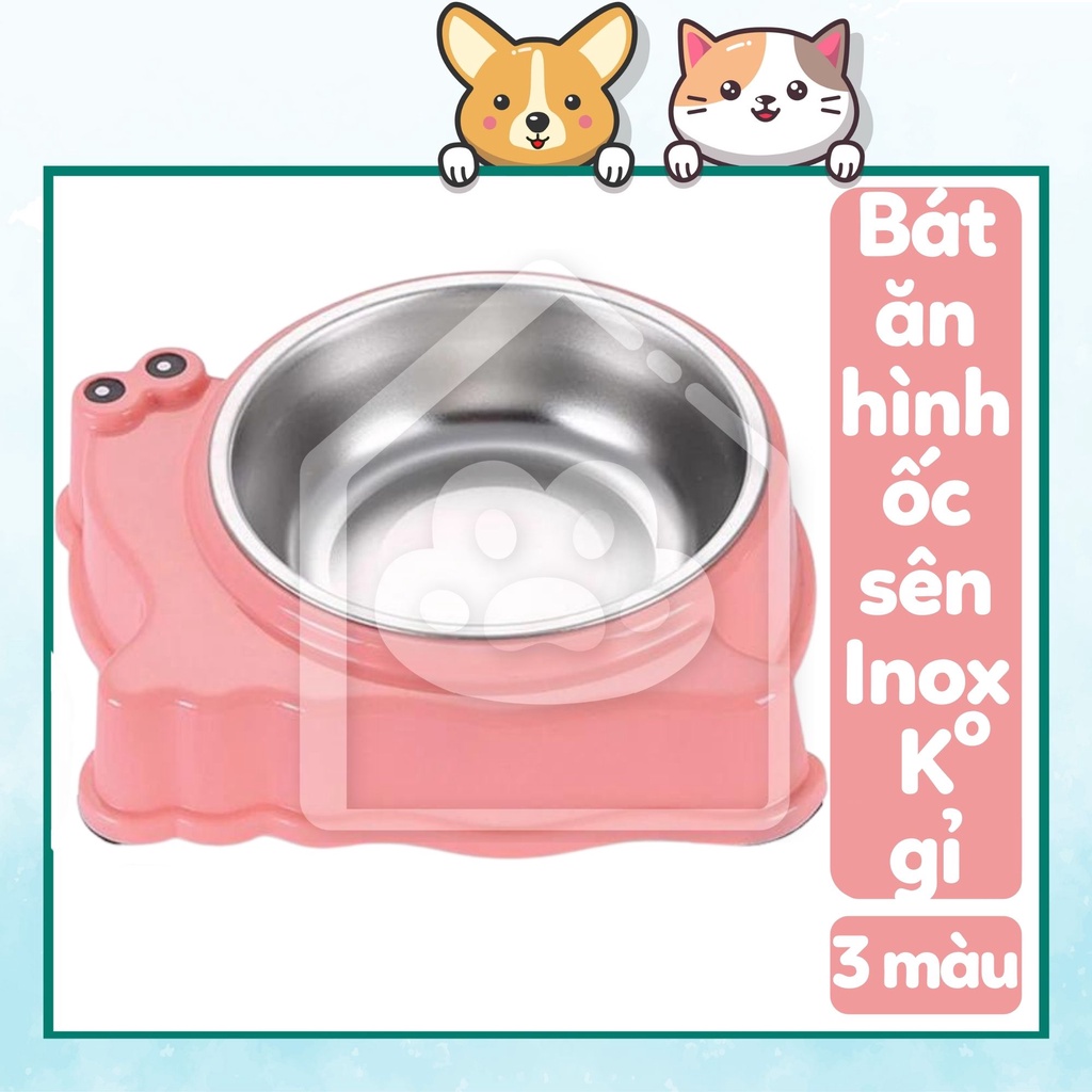 Bát ăn chó mèo hình ốc sên inox không gỉ dễ vệ sinh an toàn - Bivido