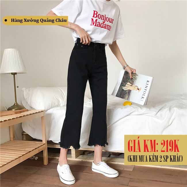 [SẴN] Quần jeans ống rộng nữ lưng cao Ulzzang Quảng Châu QDJ75