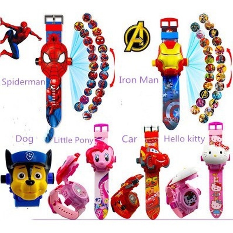Đồng Hồ Chiếu Hình Người Nhện/Iron Man/ My Little Pony Cho Bé
