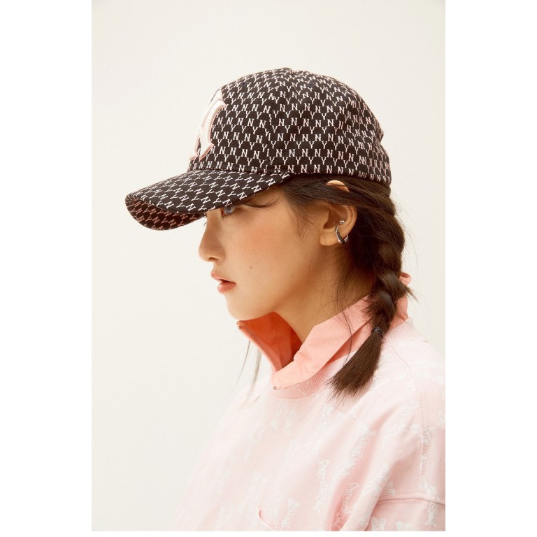 (HÀNG XUẤT XỊN) Mũ / Nón nhiều logo đen/hồng N03 N//Y MONOGRAM BASEBALL CAP BLACK/PINK Made in Viet//nam full-tem-tag