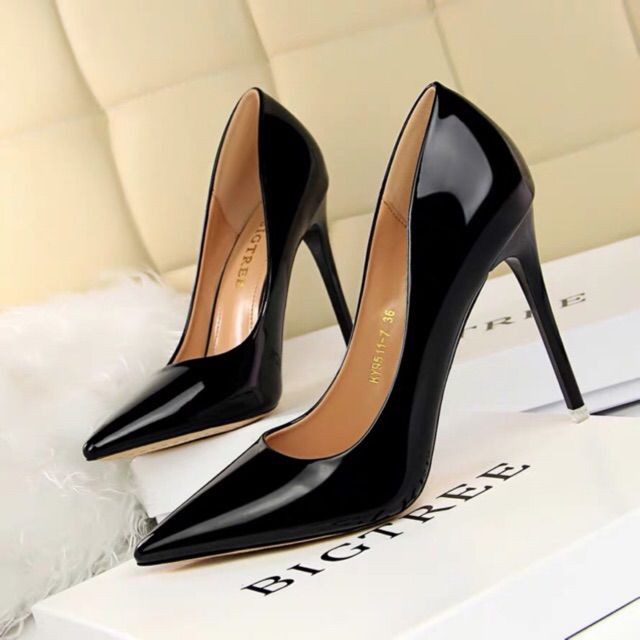 (ORDER) Giày cao gót da bóng BIGTREE BIG SIZE 34-43 - Ảnh thật