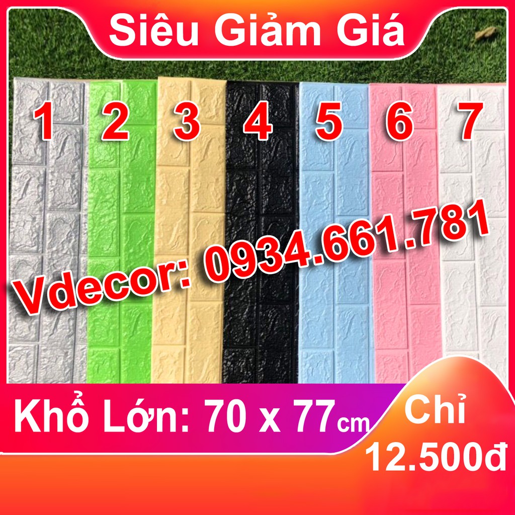 10 Tấm xốp dán tường giả gạch 3D Tự dính - Kích thước: 70x77cm