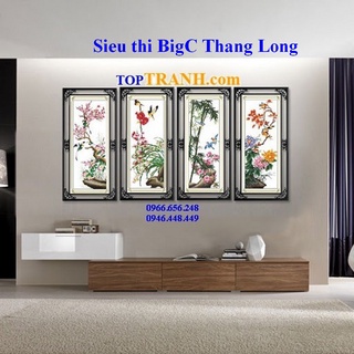 Tranh thêu chữ thập tứ quý đào lan trúc cúc Z267-Z268-Z269-Z270- tùng trúc cúc mai ( chưa thêu), tứ quý