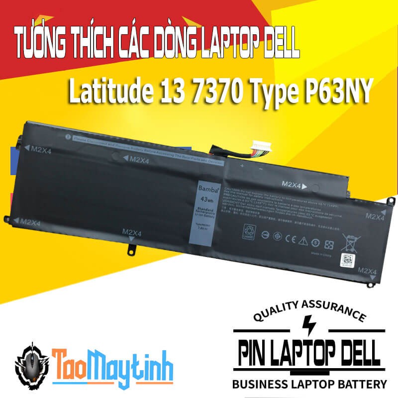 Pin Laptop Dell Latitude 13 7370 (Type P63NY 43Wh)