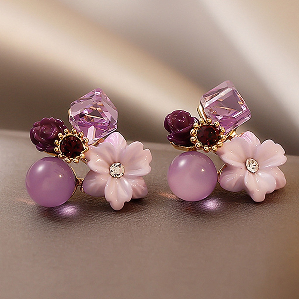Đôi khuyên tai hình hoa đính đá thời trang cho nữ