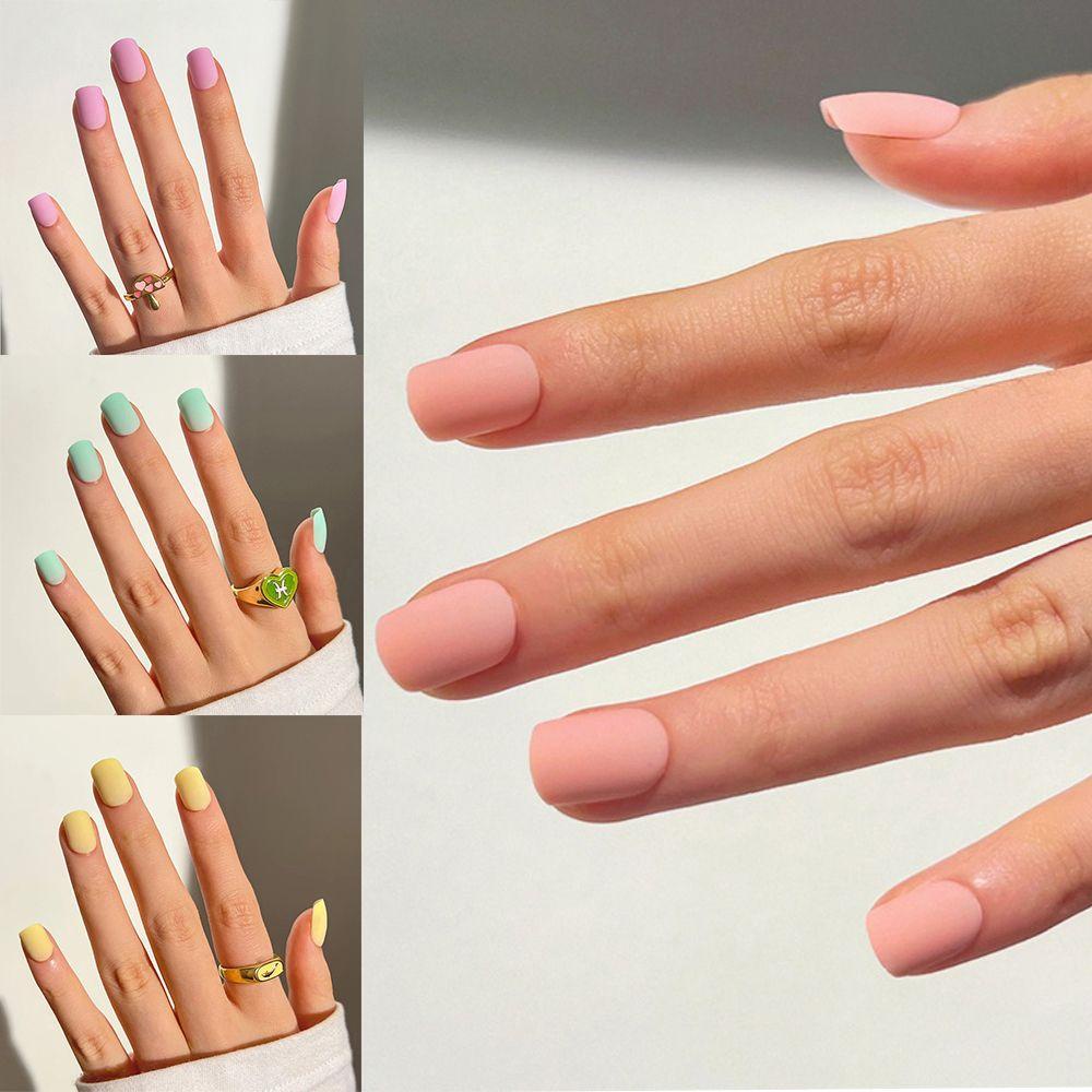 Bộ 24 Móng Tay Giả Dạng Nhấn Tiện Dụng|Đinh Tán Hình Vuông Nhiều Màu Sắc Bắt Mắt Tiện Dụng
