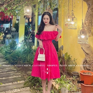 Đầm - váy thô trễ vai dáng xòe