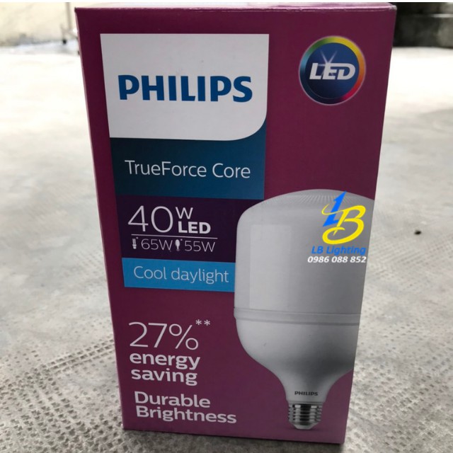 Bóng đèn led trụ 40W E27  philips chính hãng , sáng rực, giảm chói, điều hướng ánh sáng - Lê Bùi Lighting