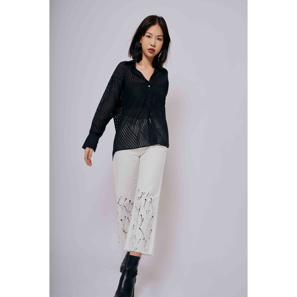 Là min - Quần Jeans Ink-splash Straight-leg