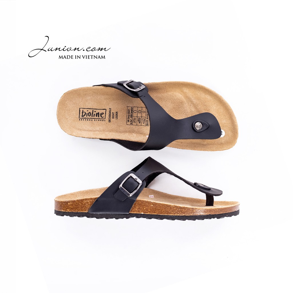 [DA BÒ THẬT] D07- Dép Sandal nam/nữ xỏ ngón Birken Bioline Unisex (Đế trấu) - Juni Store