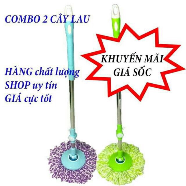 ( bán sỉ ) Combo 2 cây lau nhà 360 có khoá chốt