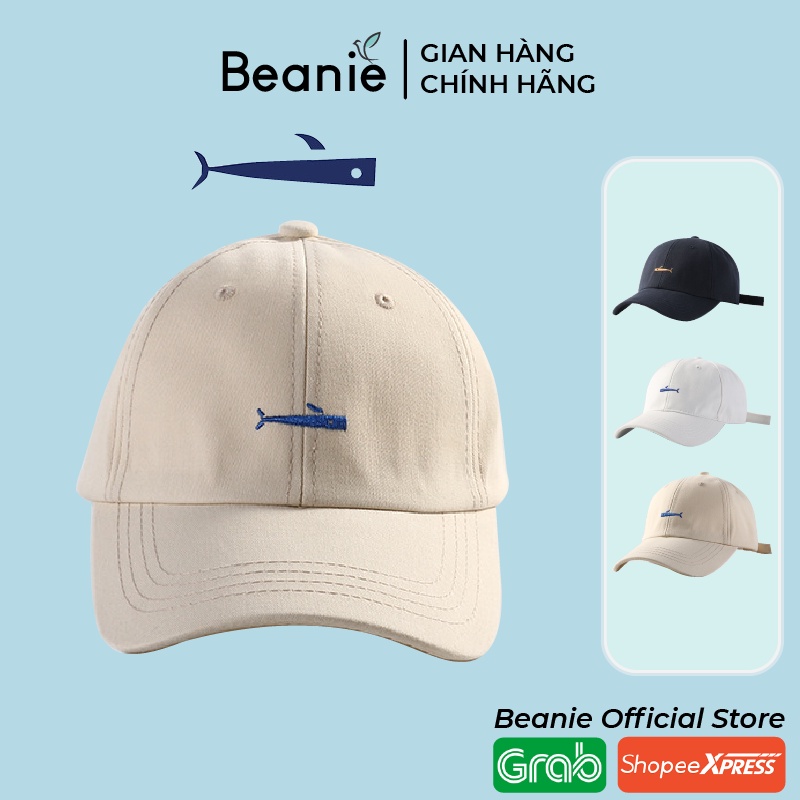 Mũ Lưỡi Trai Thêu Hình Cá Mập BEANIE Giá Rẻ Hàn Quốc, Nón Kết Trơn Unisex Nam Nữ  Màu Be, Đen, Trắng LT03