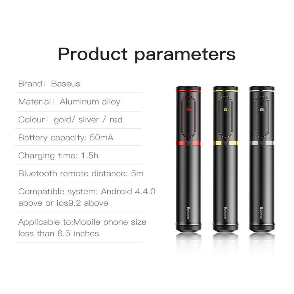 Gậy chụp hình tự sướng/ Live Stream tích hợp Tripod xếp gọn Baseus Fully Folding Selfie Stick (Bluetooth Remote...) | BigBuy360 - bigbuy360.vn