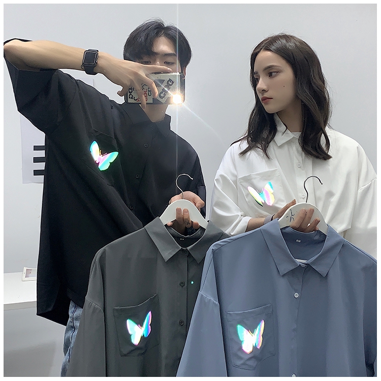 Áo Sơ Mi Ngắn Tay In Họa Tiết Con Bướm Phong Cách Năng Động Dành Cho Nam