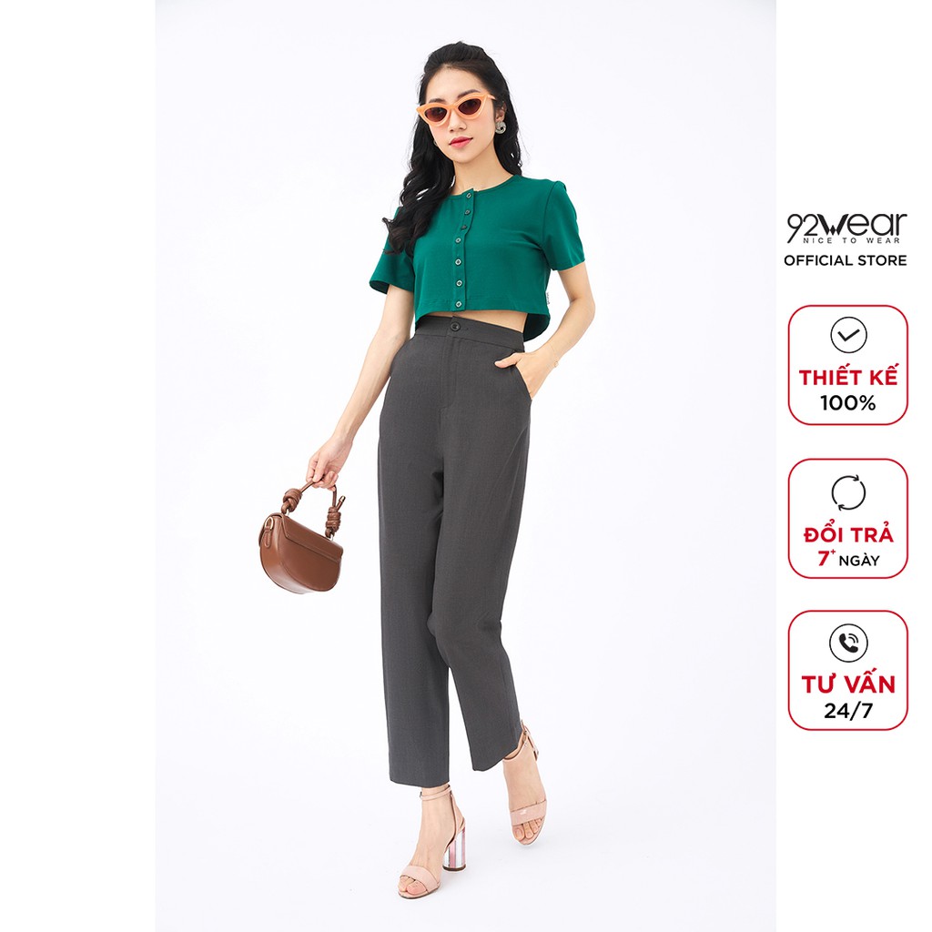 Quần baggy nữ công sở 92WEAR đủ màu, đủ size, ống suông 2 túi chéo QAW0827